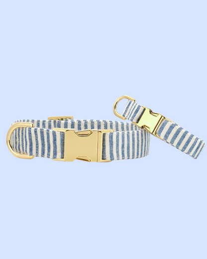 Lake Blue Stripe Dog Collar