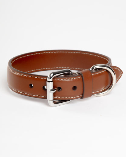 Leather Dog Collar in Tobacco Brown